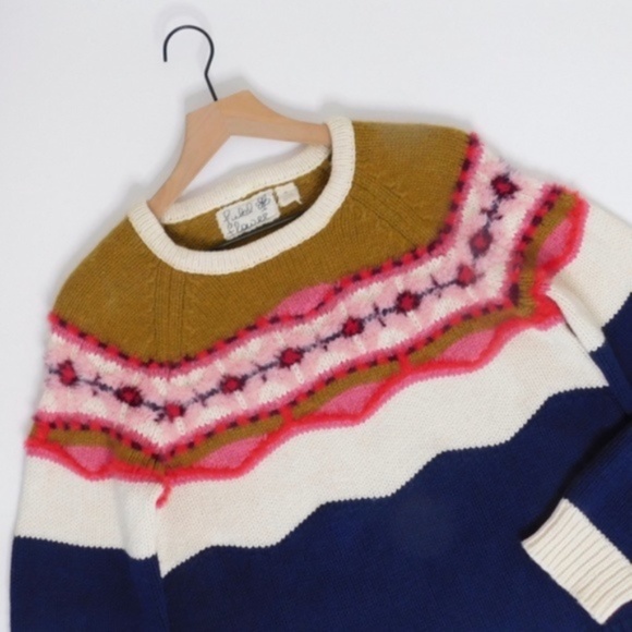 Anthropologie FIELD FLOWER Camellia Fairisle Sweater Pullover Fair Isle Medium - Picture 7 of 14
